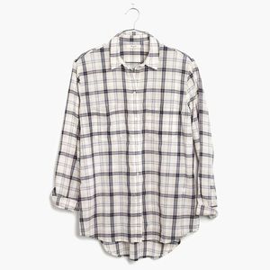 Madewell Oversized Boyshirt in Pebble Plaid